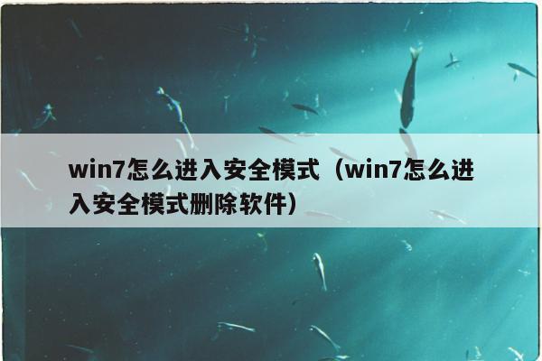 win7怎么进入安全模式（win7怎么进入安全模式删除软件）