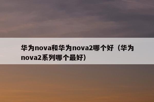 华为nova和华为nova2哪个好（华为nova2系列哪个最好）