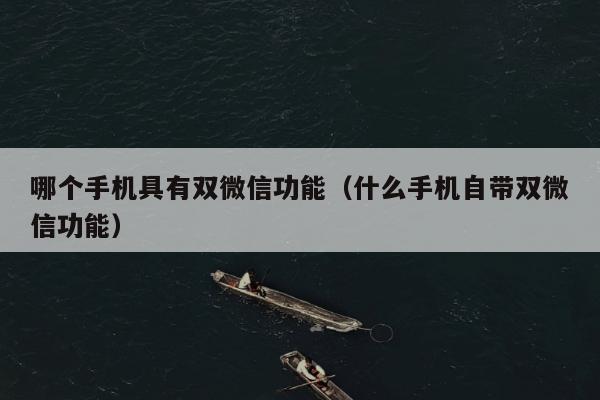 哪个手机具有双微信功能（什么手机自带双微信功能）