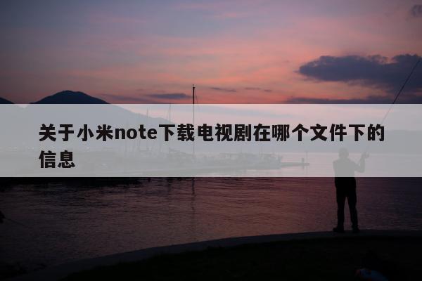 关于小米note下载电视剧在哪个文件下的信息