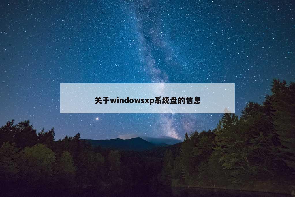 关于windowsxp系统盘的信息