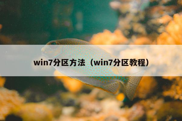 win7分区方法（win7分区教程）