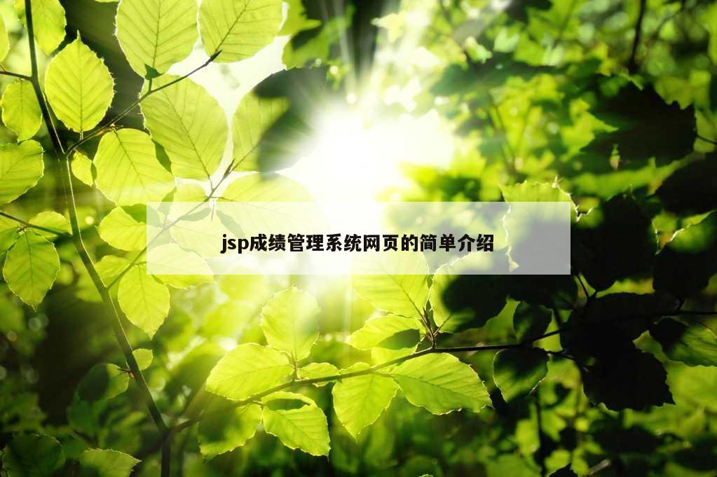 jsp成绩管理系统网页的简单介绍