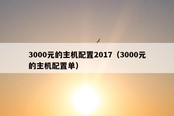 3000元的主机配置2017（3000元的主机配置单）