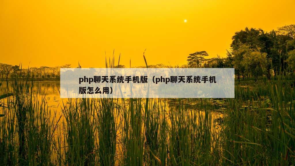 php聊天系统手机版（php聊天系统手机版怎么用）