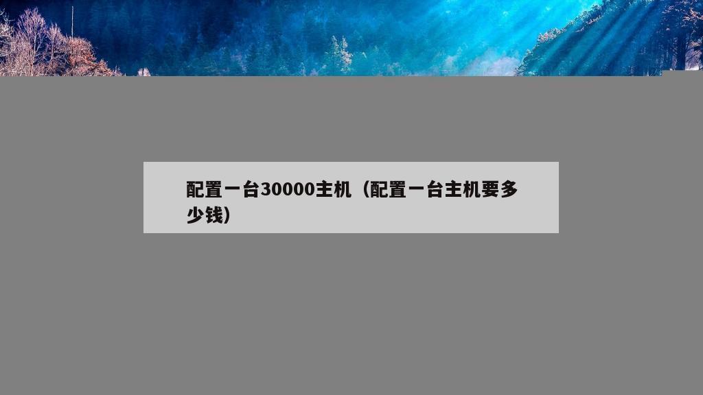 配置一台30000主机（配置一台主机要多少钱）