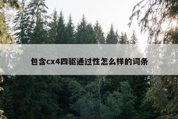 包含cx4四驱通过性怎么样的词条