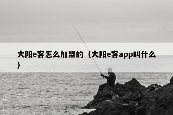 大阳e客怎么加盟的（大阳e客app叫什么）