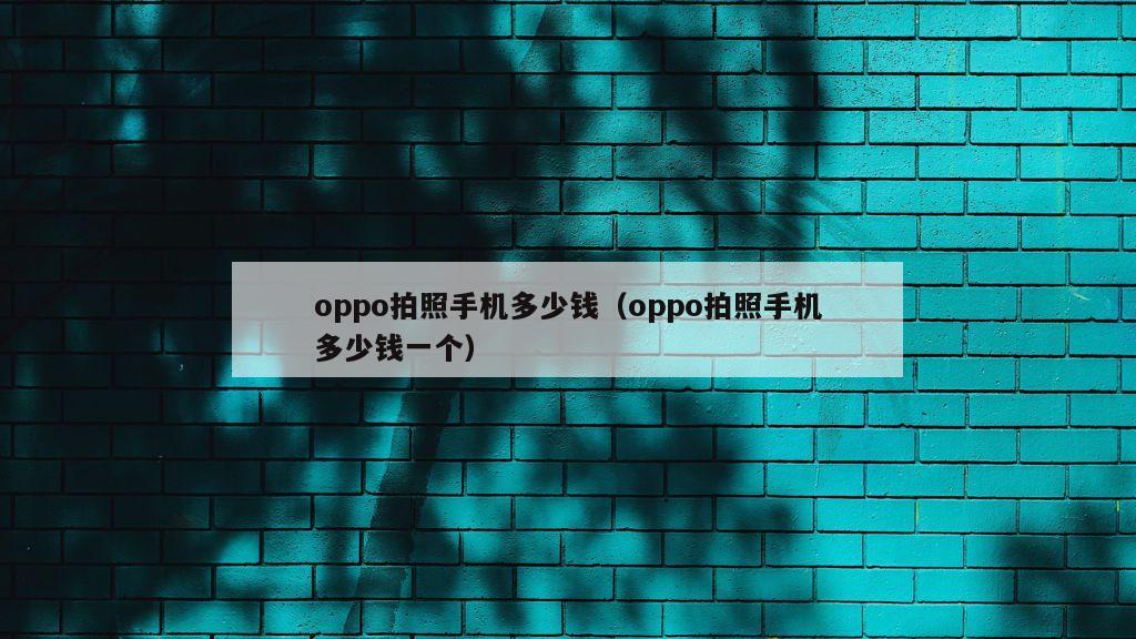 oppo拍照手机多少钱（oppo拍照手机多少钱一个）