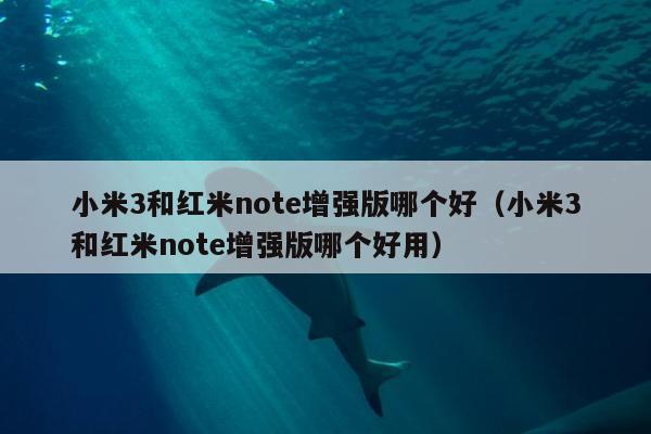 小米3和红米note增强版哪个好（小米3和红米note增强版哪个好用）