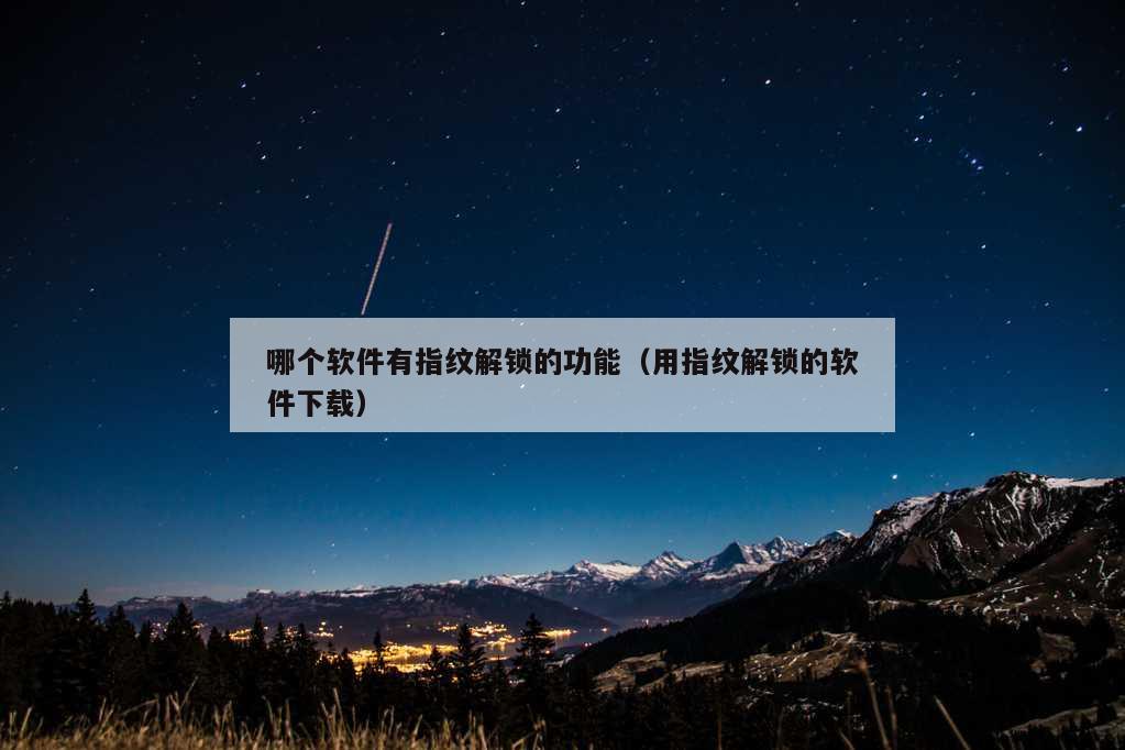 哪个软件有指纹解锁的功能（用指纹解锁的软件下载）