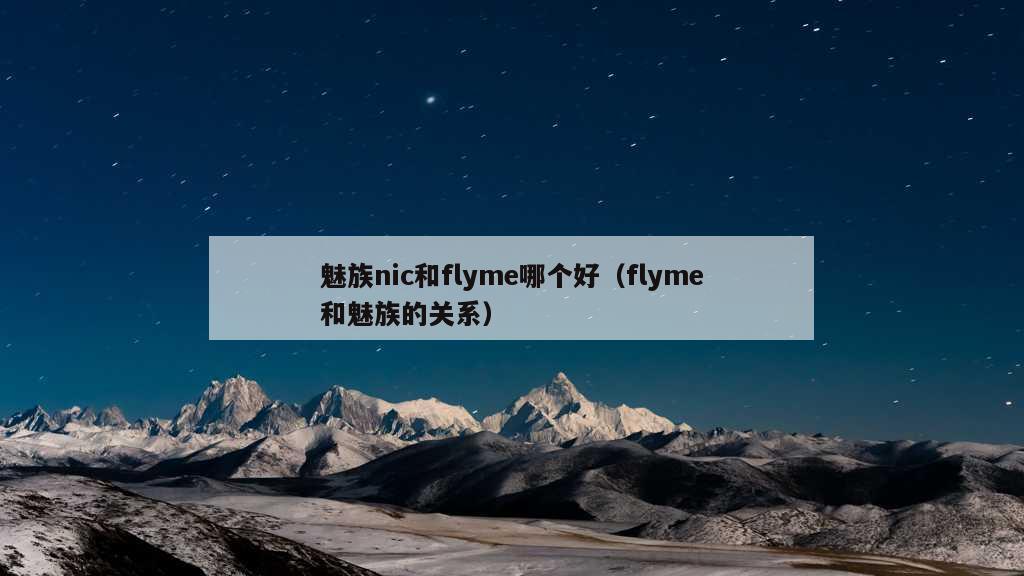 魅族nic和flyme哪个好（flyme和魅族的关系）