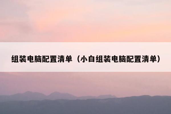 组装电脑配置清单（小白组装电脑配置清单）